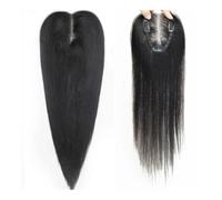 Topper for capelli umani da 16 pollici for donne con capelli che si assottigliano, base in pizzo invisibile fatto a mano da 3x4 pollici con 3 clip(Natural Black)
