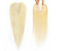 Topper for capelli umani da 16 pollici for donne con capelli che si assottigliano, base in pizzo invisibile fatto a mano da 3x4 pollici con 3 clip(Blonde)
