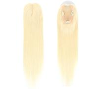 Topper for capelli umani for capelli diradati for donne senza frangia, 3x5 pollici, monofilamento, base larga, clip in topper, pezzi for capelli superiori da 16 pollici(Bleach Blonde)