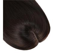 Topper for capelli umani for donne con capelli diradati, base in seta grande 12X13 cm con clip for parrucchino superiore Capelli Estensioni(20 inch,Dark Brown)
