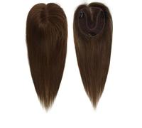 Topper for capelli umani for donne con capelli diradati, con 3 clip, base in pizzo svizzero legato a mano da 12 pollici Capelli Estensioni(Dark Brown)