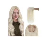 Topper for capelli umani lisci setosi biondo platino, base MoNo e PU | Toppers for capelli for donne, veri capelli umani, base larga 5x5 pollici, coprono il diradamento(12inches(30cm))
