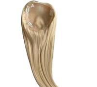 Topper for capelli umani Remy da 18 pollici, biondo 6x6, base in seta, con clip in pizzo, annodato a mano, monofilamento in PU, da donna