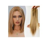 Topper for capelli veri con base in seta, 9x14 cm, for donne con diradamento e perdita di capelli (biondo castano)(16 inch)