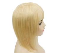 Topper for capelli veri da donna con frangia, base in seta invisibile senza cuciture 13 * 13 cm for diradare i capelli for aggiungere volume, 3 clip per Donne Affascinanti(Platinum Blonde,16inch)