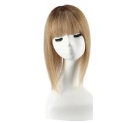 Topper for capelli veri for donna, 14 pollici con frangia, base 5"x5,5", 3 clip, copre i capelli diradati per Donne Affascinanti(FK010-3-LH)