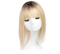 Topper for capelli veri for donna, 14 pollici con frangia, base 5"x5,5", 3 clip, copre i capelli diradati per Donne Affascinanti(FK010-4-LH)