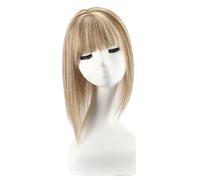 Topper for capelli veri for donna, 14 pollici con frangia, base 5"x5,5", 3 clip, copre i capelli diradati per Donne Affascinanti(FK010-8-LH)