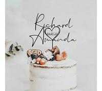 Topper For Torta Nuziale Personalizzato, Topper For Torta Personalizzati Con Due Nomi E Data, Decorazione Con Ciondolo For Festa Di Fidanzamento In Acrilico Multicolore(A)