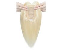 Topper for veri capelli umani con frangia, capelli Remy for donne che si diradano sulla parte superiore, clip in base di seta da 7x13 cm(Platinum Blonde,6 inch)