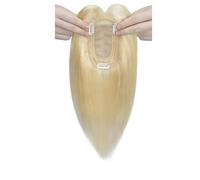 Topper for veri capelli umani con frangia, capelli Remy for donne che si diradano sulla parte superiore, clip in base di seta da 7x13 cm(Bleach Blonde,8 inch)