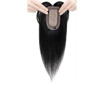 Topper for veri capelli umani con frangia, capelli Remy for donne che si diradano sulla parte superiore, clip in base di seta da 7x13 cm(Jet Black,8 inch)