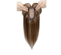 Topper for veri capelli umani con frangia, capelli Remy for donne che si diradano sulla parte superiore, clip in base di seta da 7x13 cm(4P27,10 Inch)