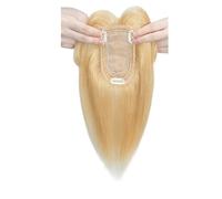 Topper for veri capelli umani con frangia, capelli Remy for donne che si diradano sulla parte superiore, clip in base di seta da 7x13 cm(Natural Blonde,6 inch)