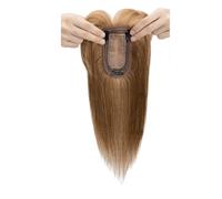 Topper for veri capelli umani con frangia, capelli Remy for donne che si diradano sulla parte superiore, clip in base di seta da 7x13 cm(Light Brown,6 inch)