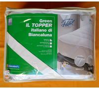 BIANCALUNA | Topper Green Coprimaterasso Matrimoniale e Singolo con Elastico | Imbottito e Trapuntato | Antiacaro | Antibatterico | Anallergico | Made in Italy 170x200 (DUE POSTI)