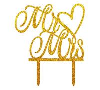 Topper in acrilico di alta qualità Mr et Mrs Sign Bride and Groom Torta Oro per Decorazioni di Nozze orOperazione Facile
