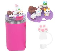 Topper in cannuccia e accessori per coperchio della tazza Tappo in silicone per cannuccia Accessori per tazza con animali carini per bicchiere da 40 once 3, 6 Topper di ricambio per bottiglia, coper
