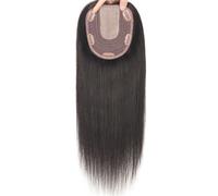 Topper in capelli umani for donne con capelli diradati, base grande 13x15 cm, copertura 3D a 360° (riga centrale) Extension per Capelli(Brown)