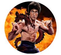 Topper in ostia, Cialde per torte e cupcake a Tema Bruce Lee, Cake Design, Dischi Commestibili, SENZA GLUTINE (02)