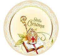Topper in ostia, Cialde per torte e cupcake a Tema Cresima, Cake Design, Dischi Commestibili, SENZA GLUTINE (03)