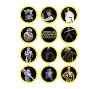 Topper in ostia, Cialde per torte e cupcake a Tema Star Wars, Cake Design, Dischi Commestibili, SENZA GLUTINE (05)
