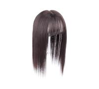 Topper lungo a strati 10×13 cm con frangia for capelli radi, pezzi di fibra sintetica for donna(Dark Brown,25cm)