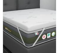 Topper matrimoniale 200x200 in Memory Foam ad Alta Densità 5 cm | Correttore materasso sfoderabile in Aloe Vera | Coprimaterasso imbottito Rinfrescante, massaggiante e traspirante | Made in Italy
