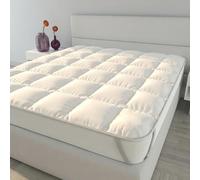 Topper Matrimoniale in Microfibra con Imbottitura di 300gr/mq - Non SCIVOLA con Cinghie Angolari - Trapuntato per Mantenere Uniforme l'Imbottitura e la Morbidezza nel Tempo (160x195cm)