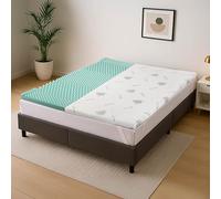 Topper Memory Foam 5 Zone 5 cm Rivestimento Aloe Vera Sfoderabile e Lavabile, Effetto Rinfrescante, 4 Elastici Angolari, Made in Italy Migliora Circolazione e Comfort del Sonno - Piazza e mezza