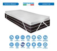 Topper memory foam sfoderabile alto 5 cm fodera Silver per materasso singolo