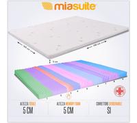 TOPPER MEMORY PER MATERASSO SFODERABILE FUORI MISURA CORRETTORE 165X190X5 CM