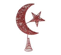 Topper natalizio, Topper for albero di ferro, decorazione Star Moon | Multicolor 30X18X5,5 cm, Decoro for Parte Superiore Dell'Albero Di Natale(Red)