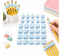 Topper numerati per matita, 1-30 etichette riutilizzabili per insegnanti | Matite con numeri per l'organizzazione della classe, pennarelli per la gestione delle matite