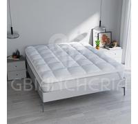 TOPPER ONE Coprimaterasso in Cotone Imbottito 8cm con microsfere di poliestere EFFETTO PIUMA, Anallergico, Traspirante, Facile da Pulire, Bianco (Matrimoniale Maxi 180x200cm)