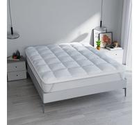 Topper One Matrimoniale 180 x 200 cm Imbottitura Effetto Piuma con Elastici in Cotone Bianco Varie Misure