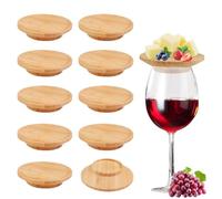 Topper per bicchieri da vino, in legno, 10 pezzi, decorazione per bicchieri da vino, decorazione rotonda in legno, per dolci, bevande, accessori per feste, cene in famiglia e accessori per feste