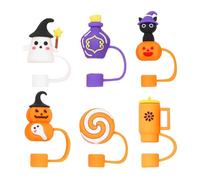 Topper Per Cannucce Di Halloween 6 Pezzi Cappucci 3D Morbidi Antipolvere