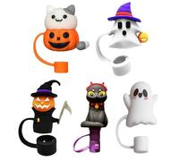 Topper per cannucce di Halloween per bicchieri, set di tappi antipolvere riutilizzabili, a prova di fuoriuscite, copertura per cannuccia da 10 mm, accessori per tazze, accessori divertenti per