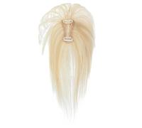 Topper per capelli biondo platino con clip, 25,4 cm, veri capelli umani, volume naturale e pienezza per diradare i capelli