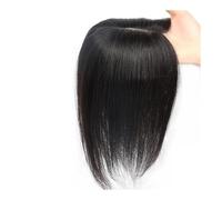 Topper per capelli con base in seta a clip, per capelli umani, per diradare i capelli, aggiunge volume (nero naturale, 7 x 10 cm)