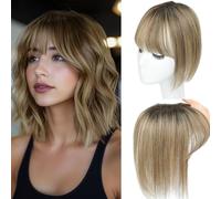 Topper per capelli con diradamento per donne, capelli umani veri con frangia, parrucche per donne con capelli che si diradano, base svizzera, 25,4 cm (4T4/27#)