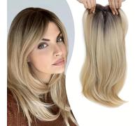 Topper per capelli con topper per capelli divisi con colpi a 360 ° pezzi di copertura della colpi di frangia per le estensioni mescola bionda per le donne abiti quotidiani (oro gradiente)