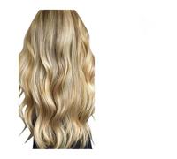 Topper per capelli da donna Clip da 8 pezzi nelle extension di capelli umani, capelli umani al 100% castano chiaro con riflessi biondo platino 120G testa piena clip diritte setose nelle estensioni # P