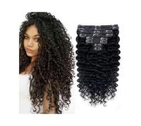 Topper per capelli da donna Extension for capelli ricci con clip, onde profonde, 8 pezzi, extension for umani brasiliani Remy Chignon spettinato(10inches,240g)