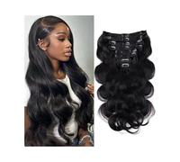 Topper per capelli da donna Extension for capelli umani con clip a onda del corpo, brasiliane, for tutta la testa, 8 pezzi/set, trama da 120 grammi Chignon spettinato(8inches)