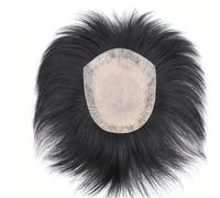 Topper per capelli da uomo, ultra sottile, invisibile, con capelli umani, traspirante, senza cuciture e aspetto naturale, per tutti i tipi di capelli, 13 x 18, nero naturale, 15,2 cm