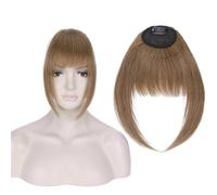Topper per Capelli, Frangia Clip Capelli Veri, Frangia for capelli da donna, frangia alla francese, frangia piatta e ordinata con tempie, capelli veri(#6)