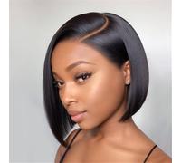 Topper per capelli Parrucche corte lisce con parte laterale Bob capelli umani in pizzo indiani(16inches)
