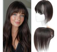 Topper per capelli per capelli che si diradano, topper per capelli da donna in capelli umani veri con frangia, accessori per capelli per donne con capelli che si diradano, base svizzera, 25,4 cm